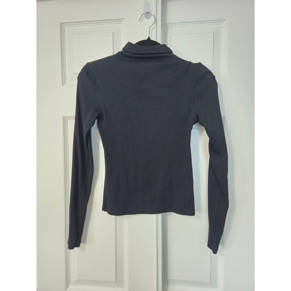 Lululemon Hold Tight Black Ribbed Turtleneck Long Sleeve Top Size 4 Wool Blend